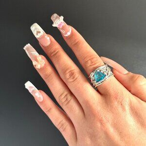Boho Chunky Ring - y2k Rings - Chunky Rings - Silver Rings - Size 8